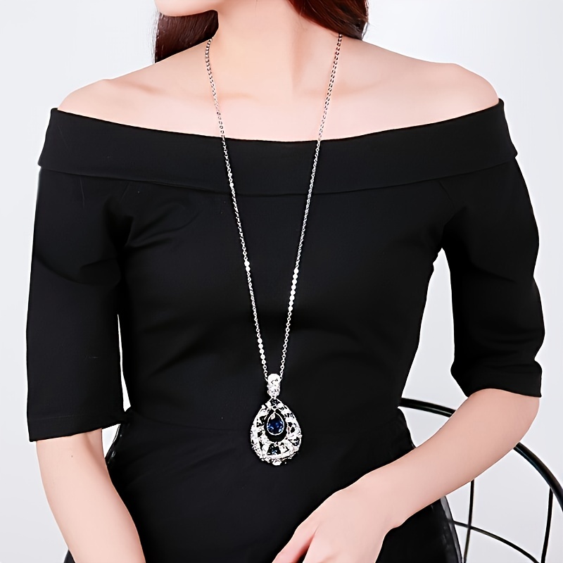 Long Necklace with Golden Artificial Crystal for Women